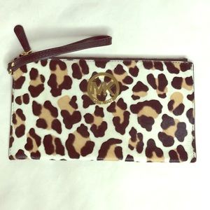 Michael Kors Leopard Clutch Wristlet
